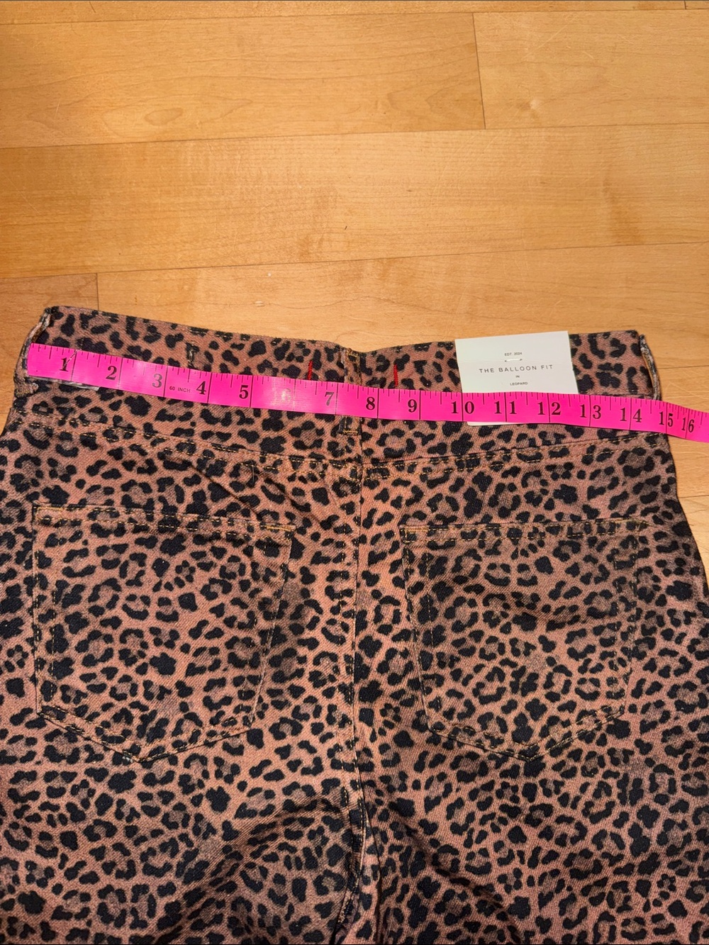 Zara Olive Green Leopard Print Wide Leg Jeans - Picture 7 of 10